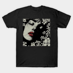 Vintage Woman Amongst Flowers T-Shirt